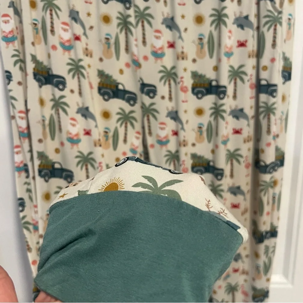 Emerson Christmas Santa Flamingo Tropical Print Viscose Pajama‎ Pants. Size XL.